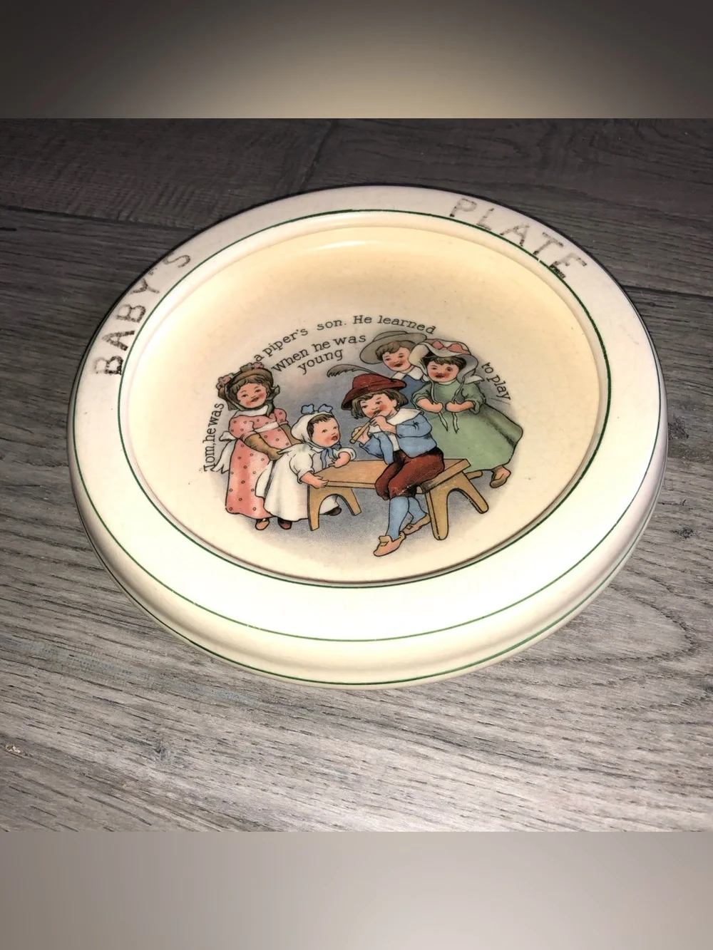 Antique (?) Roseville (?) Baby’s Plate Tom the Piper’s Son Hand Painted Japan
